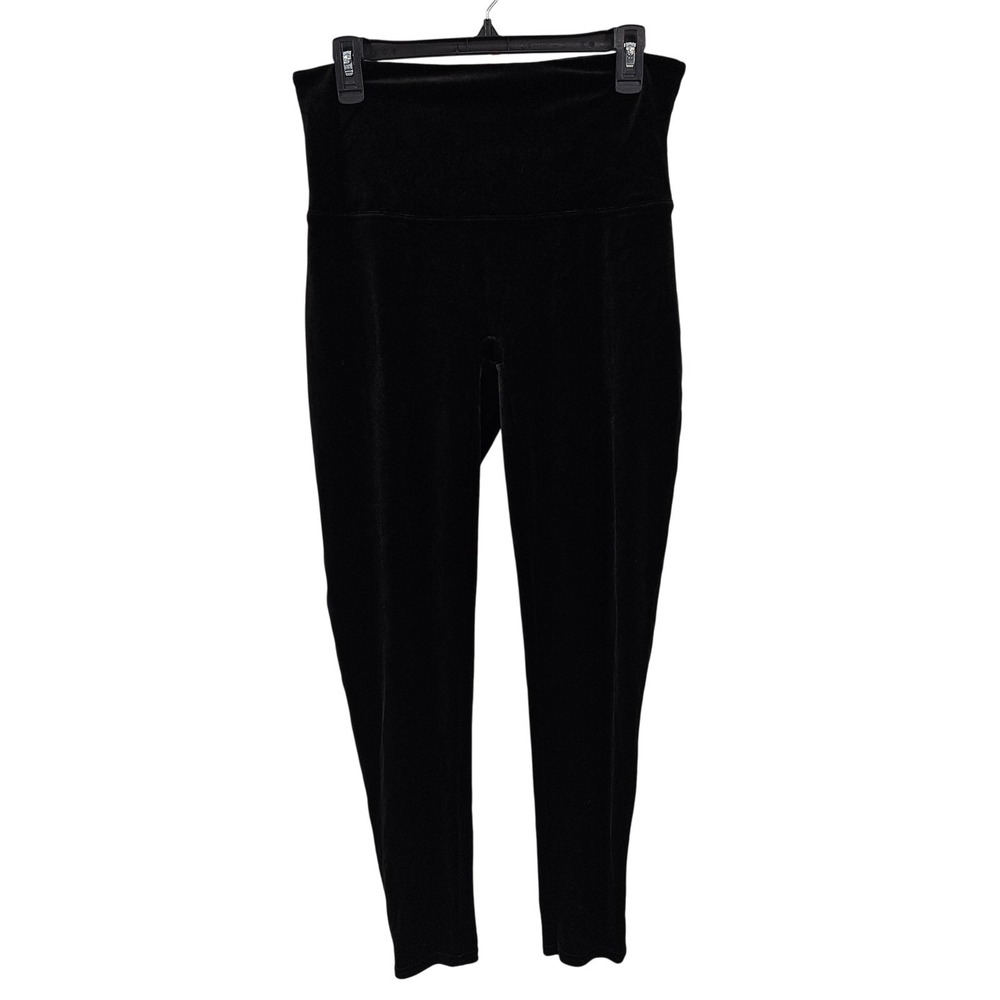 Spanx Velvet‎ Leggings Womens 1X Black High Rise Stretch Pull On Pants Shapewear
